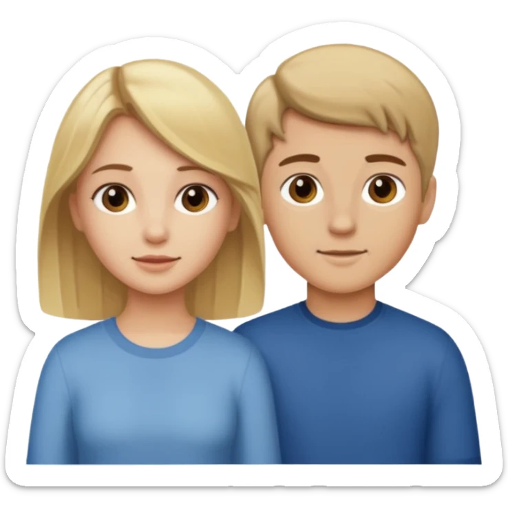 Amour à distance fille blonde et garçon châtain tous les deux clair de peau  sticker