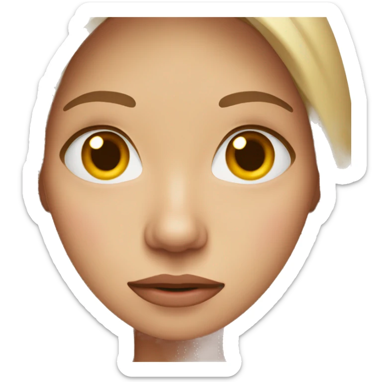 Woman Breathe after crying with watery eyes with light brown hair and flushed with red nose sticker