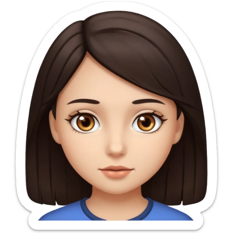 Dark brown hair girl with brown eyes sticker