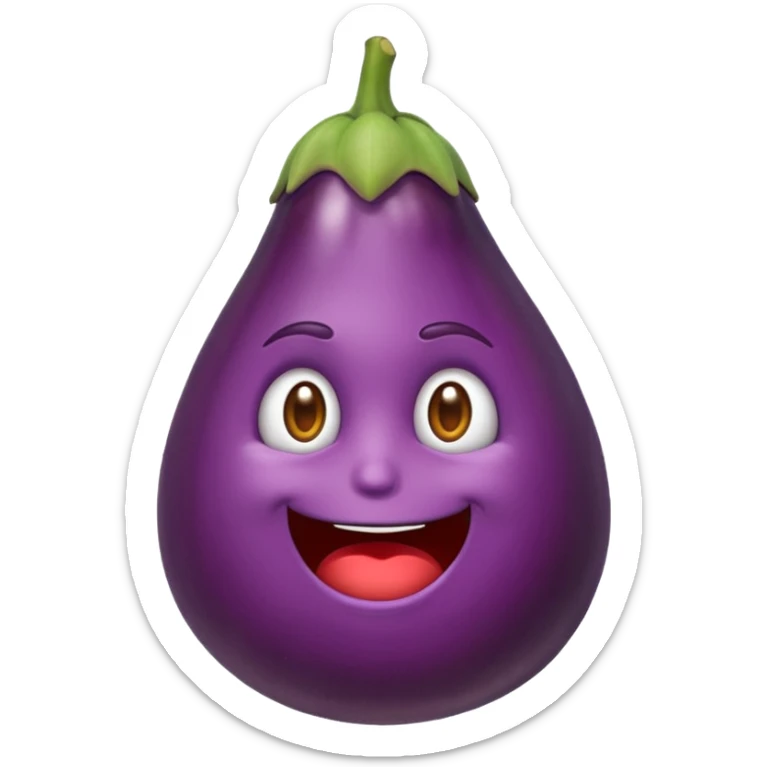 fais un emoji qui se mord les levre avec une aubergine dans les main sticker