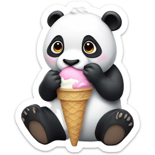 Panda eating ice cream sticker