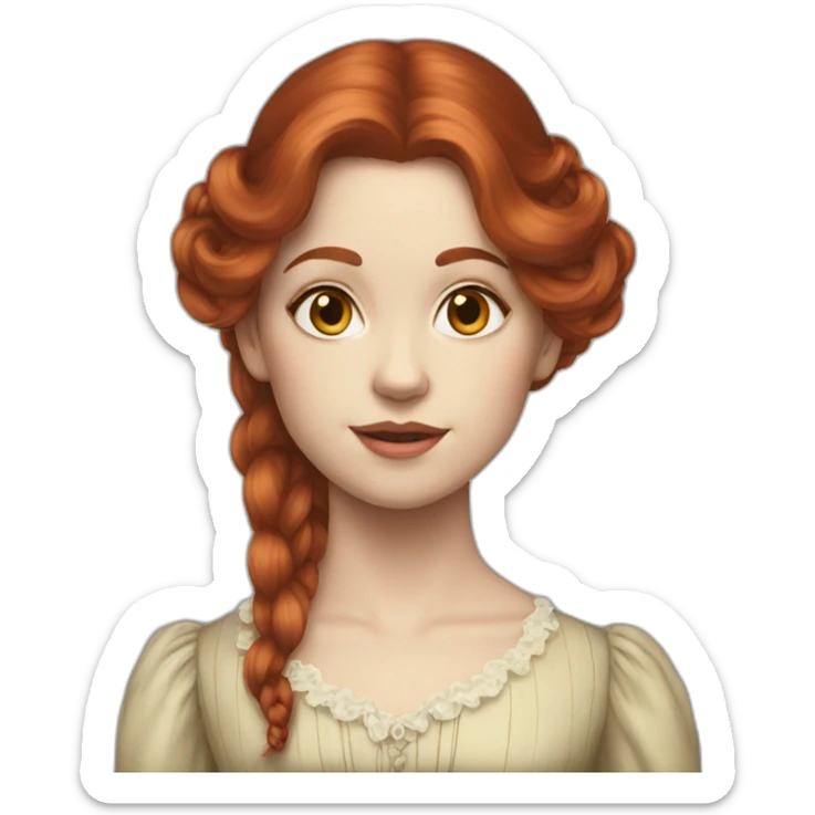 Victorian redhead long hair sticker