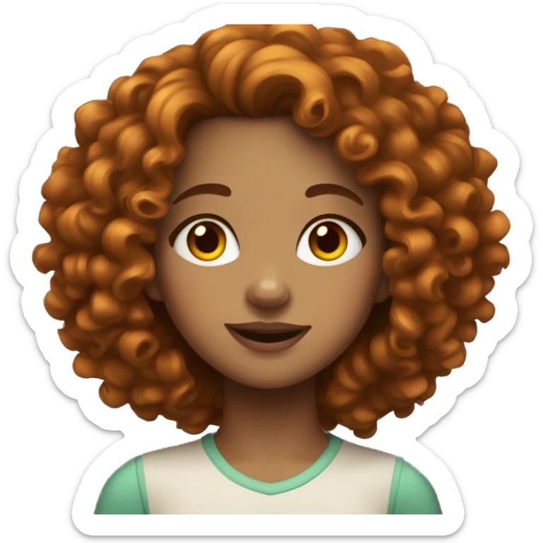 A Girl with brown curly hair that a little bit orange with fair skin and a few freckles  sticker
