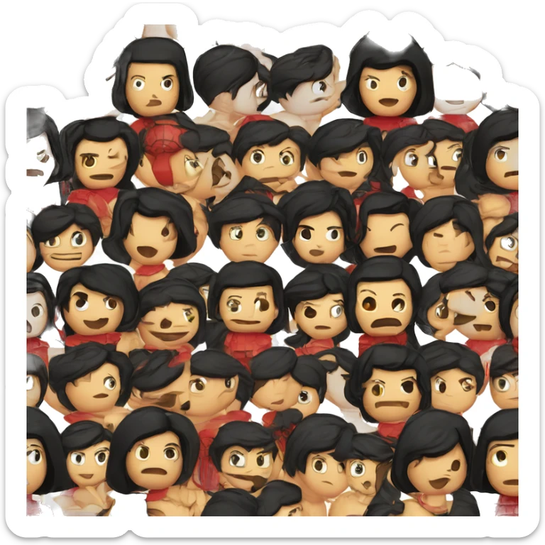 Tanned man black hair stern face red and black armour vintage sticker