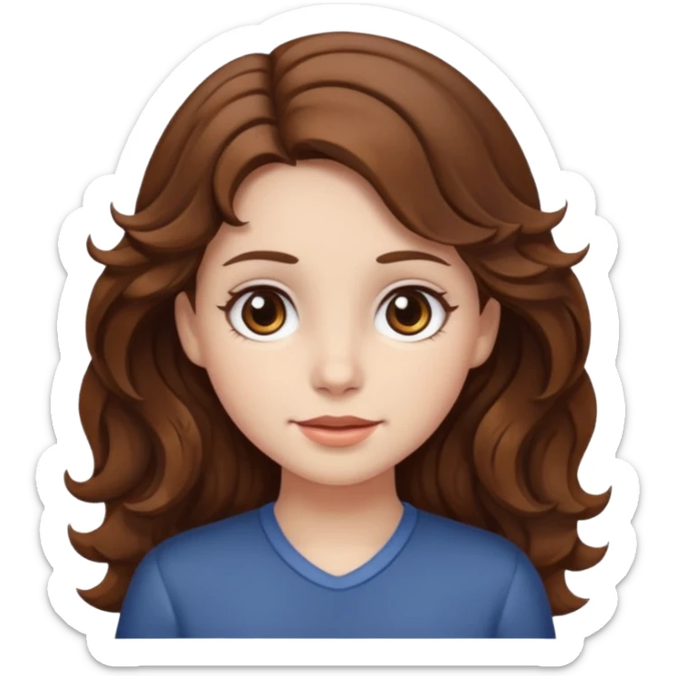 a girl with brown hair white skin wavy hair and brown eyes  sticker