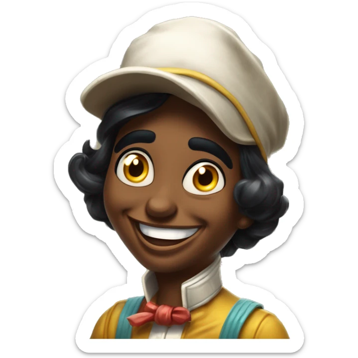 Laughing Jasmine race driver lunatic in Uncle Scrooge style, oil paint, mysterious eyes, intricate lips, masterpiece pose, odd perspective, beautiful, desirable, logical sticker