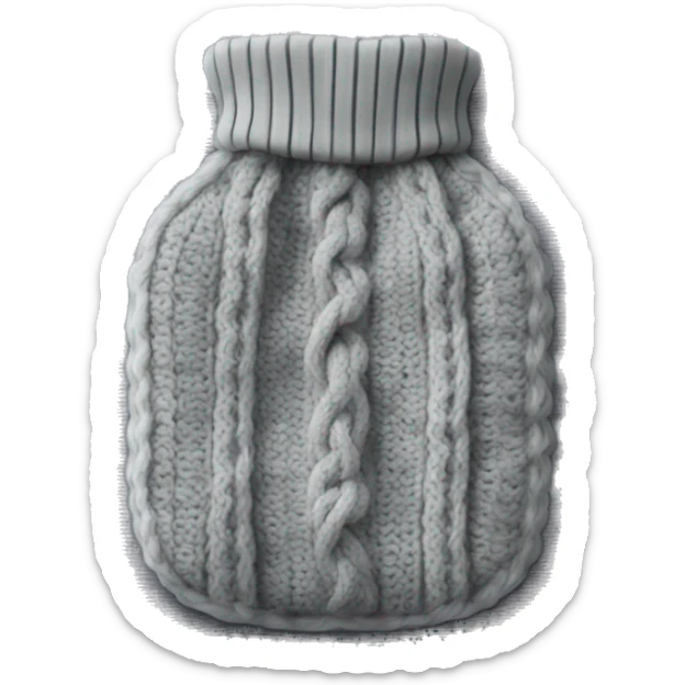 Hot water bottle with grey cable knit cover sticker