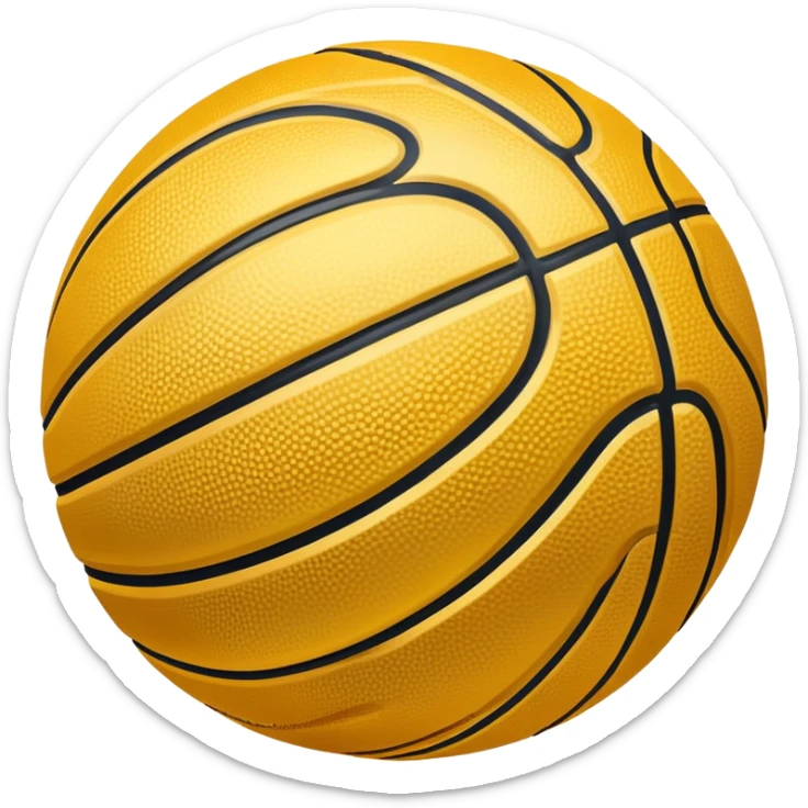 shiny gold basketball, basketball texture with black lines, metallic gold finish sticker