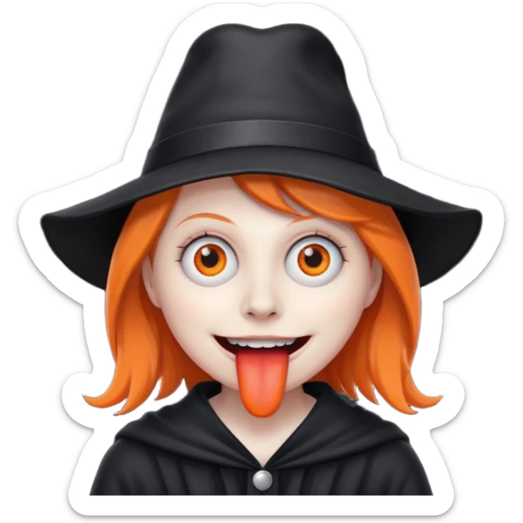 babadook wearing a bright orange hat sticker
