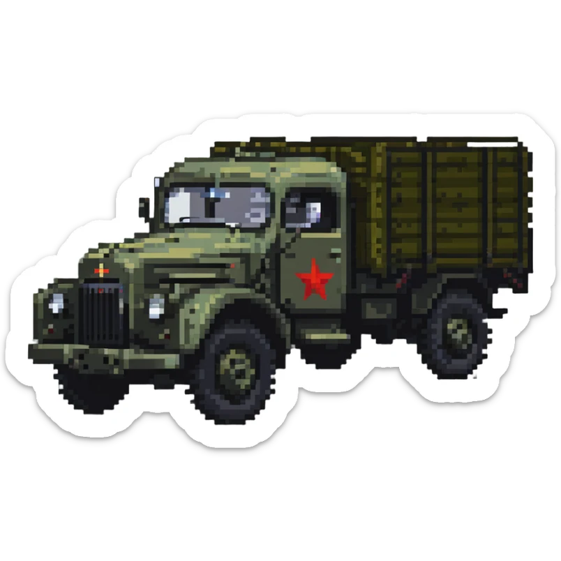 ZIL 130 truck, vintage Russian military truck sticker