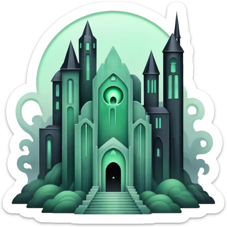 Ghostly Pastel Dark Dull Black Green White Spectral Gloomy Dusky Dystopian Apocalyptic Aesthetic Scenery Deco sticker