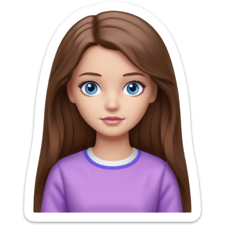 beautiful barbie girl with long brown hair, blue eyes and wearing light purple clothes watching stranger things on tv sticker