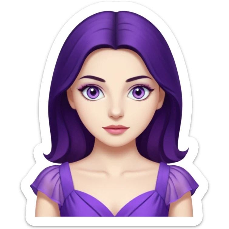 Demet özdemir as a character from game of thrones with lilac eyes and a purple dress. sticker