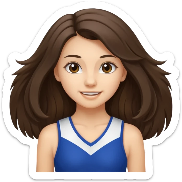skinny white happy long haired brunette girl cheerleader sticker