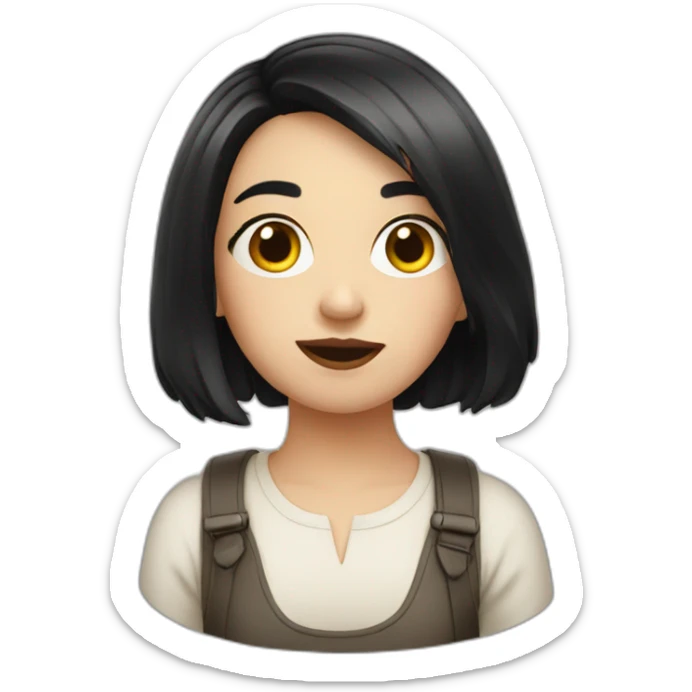 Weird and pretentious European girl with black mid short hair sticker