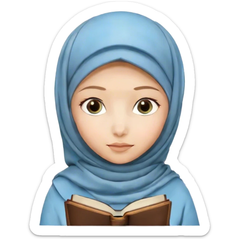 Turkish blonde girl lily design Hijabi girl with blue eyes and beautiful finish reading quran sticker