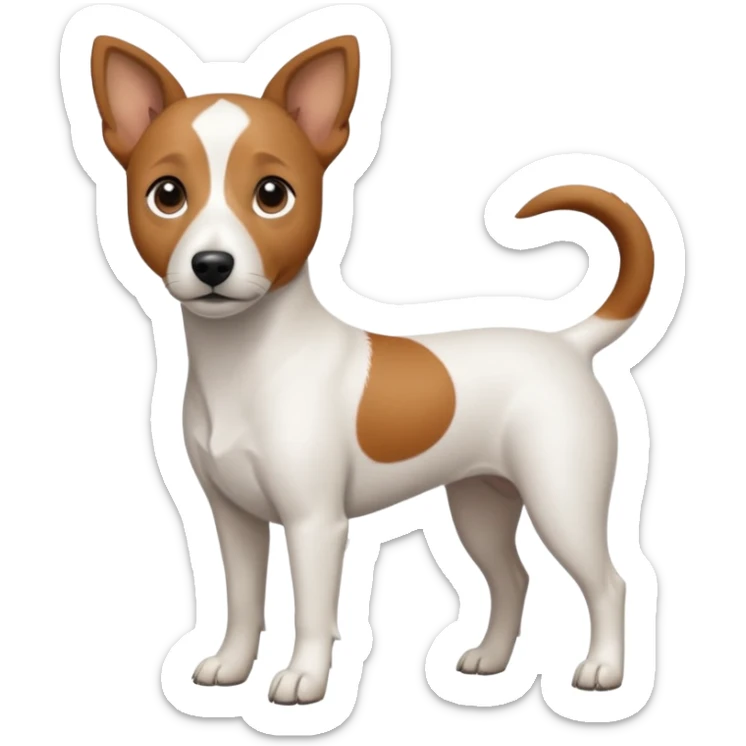 a fully white jack russell the size of a kelpie with light brown ears and a light brown patch on one eye sticker