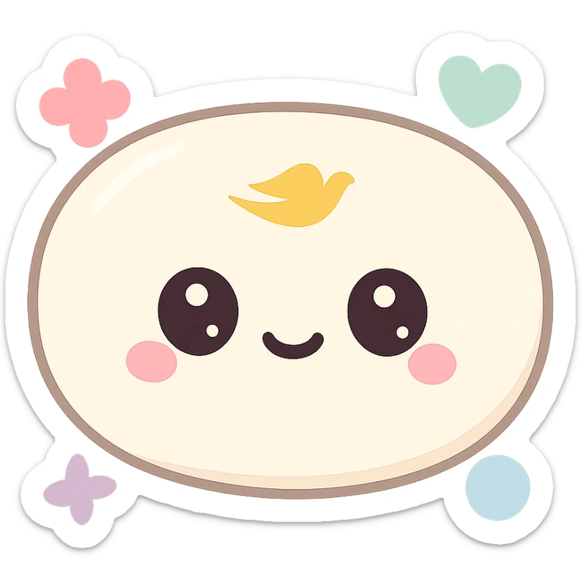 kawaii style oval Dove soap bar with golden dove logo, transparent background sticker