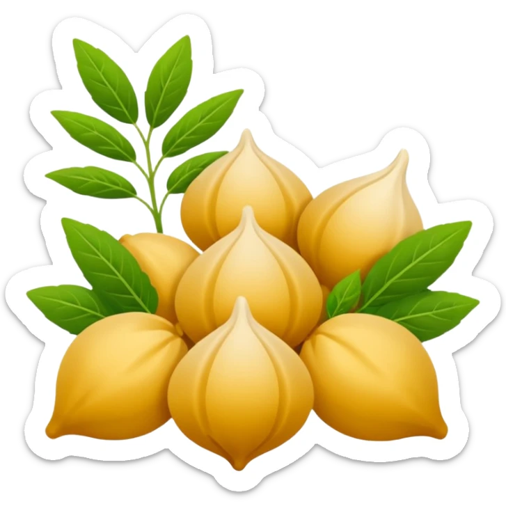 Georgian cuisine avatar in bright emoji-style illustration. Khinkali and herbs, rich golden and green colors, simple shapes, flat design, strong character. Without human sticker