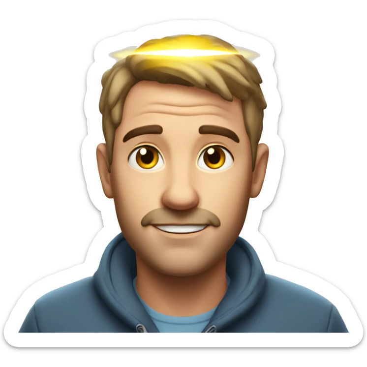 Australian dad with ring of light or halo on top of his head sticker