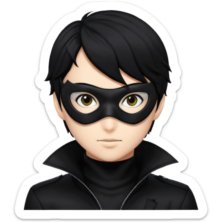 Akira persona 5 in a sleek black mask, playful eyes showing sticker