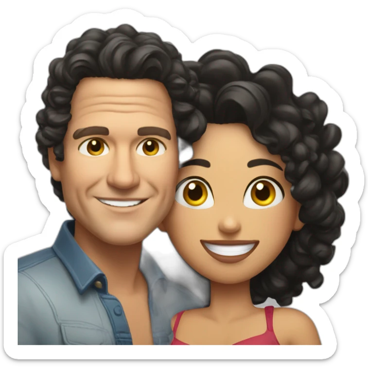 Carlos Vives with Colombian woman of 30's with short curly black hair sticker