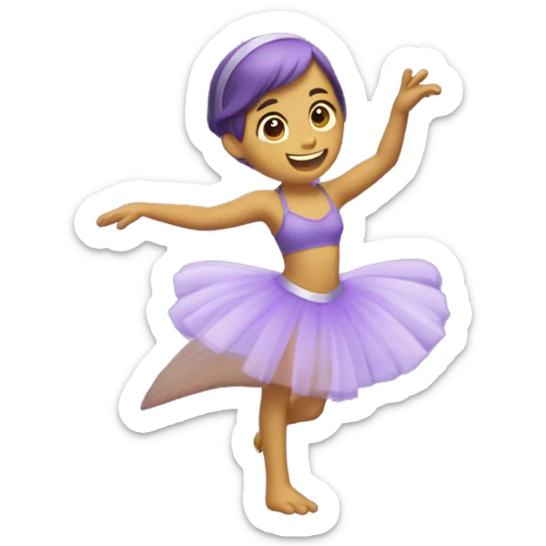 dinosaurio violeta tierno vistiendo un tutu de bailarina y alas de hada sticker