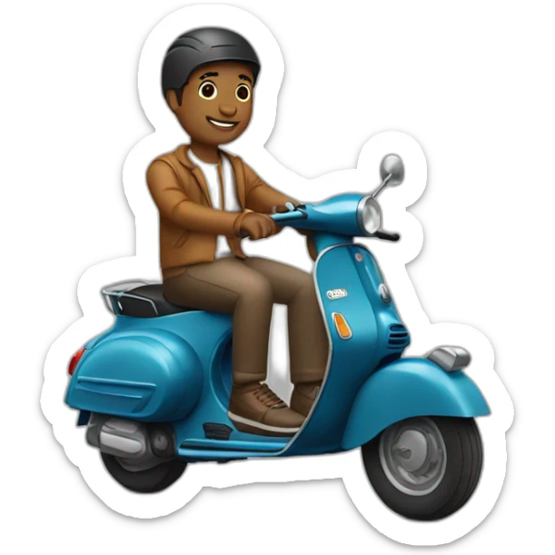 guy in vespa sticker