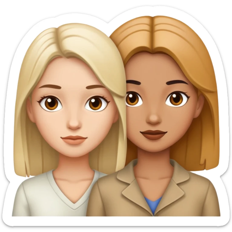 2 girls white and tan sticker