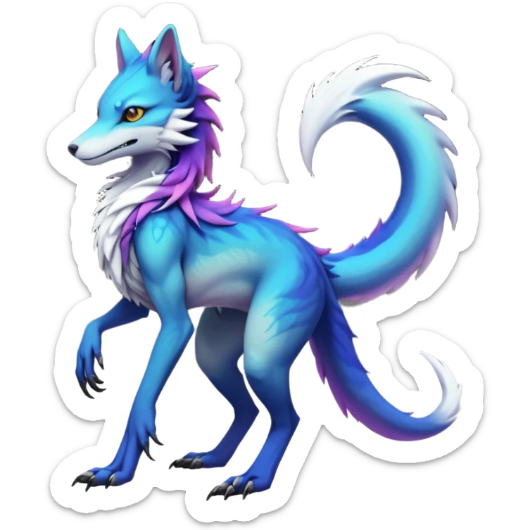 badass elegant wild beautiful natural badass futuristic epic exotic anthro modern furry cyborg-sergal-vernid-creature, full body, gradient pretty hair, with a long tufted tail, aesthetic, art by LiLaiRa, art by art by Falvie sticker