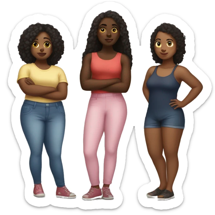 A group of black girls of different body types saying come ousside sticker
