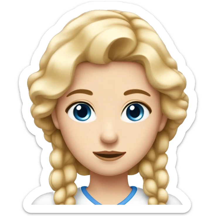 Une fille blanche de peau, yeux bleu, cheveux blond presque roux sticker