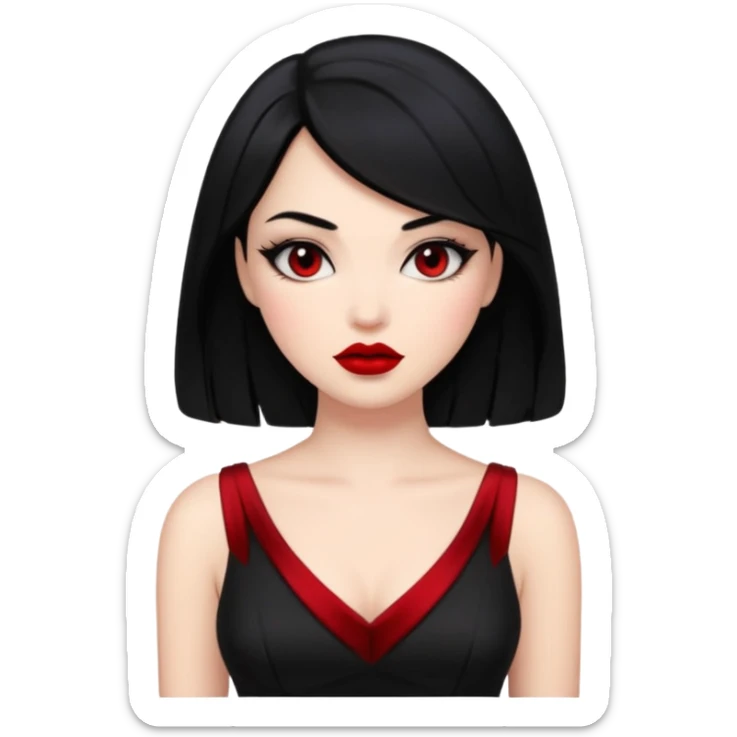 “Emoji girl, femme fatale, black hair. megan fox vibes black dress sticker
