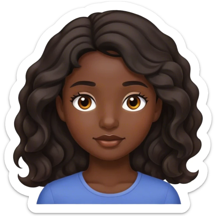 Girl with wavy dark brown hair with black and mixed skin  sticker