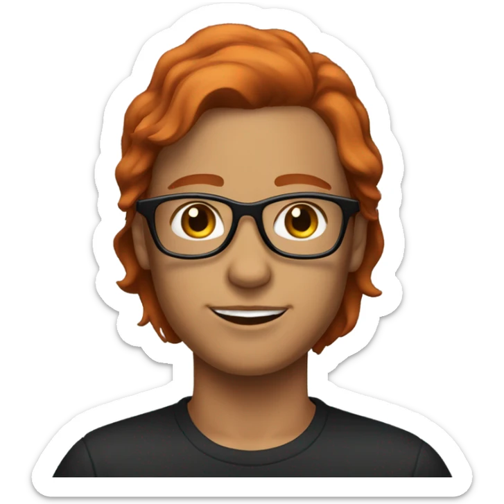 Red hair. Black glasses. Freckles. Brown eyes. Tan skin sticker