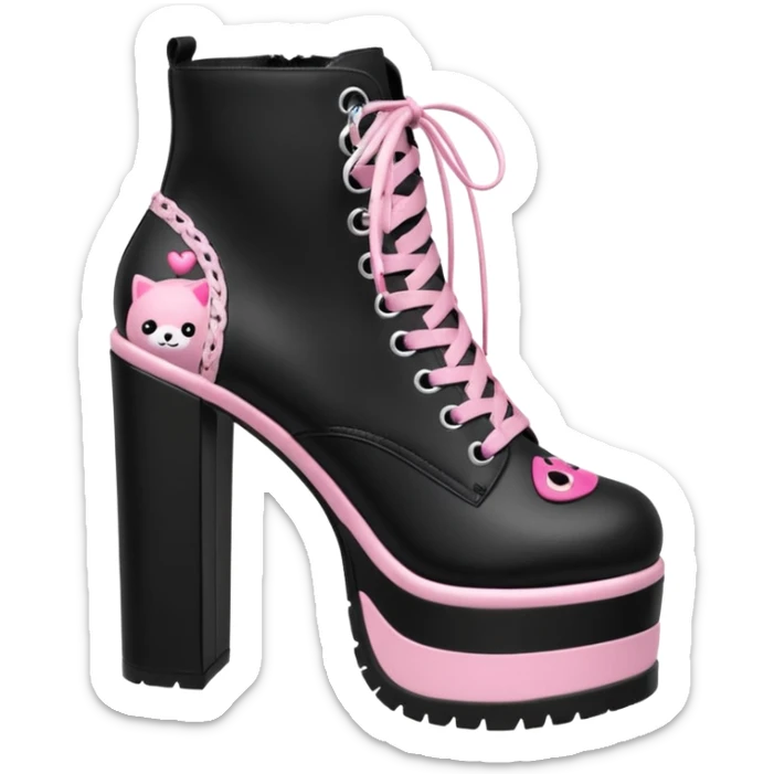 BLACKPINK-inspired gothic shoes, no hearts, black and pink, cute  sticker