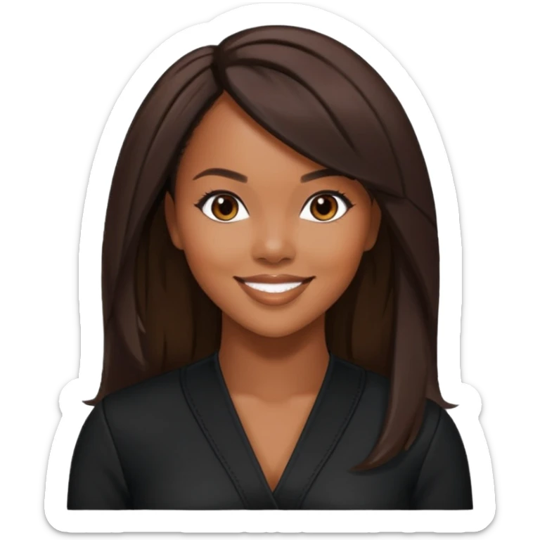 LeToya Luckett from Destiny's Child with long dark brown hair, black outfit sticker