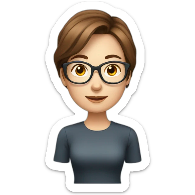 Language teacher, a woman, Czech with glasess and sport Brown hair sticker