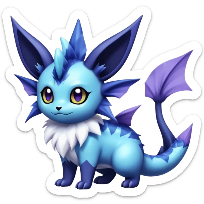 Noibat-Vaporeon-Meowstic-Umbreon-Fakémon-hybrid-creature (full body)  sticker