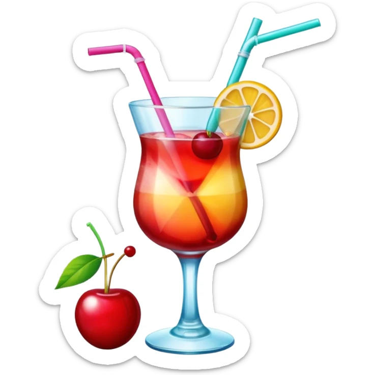A sex on the beach cocktail in a glas, with a straw and a cherry on top as a accessoire sticker