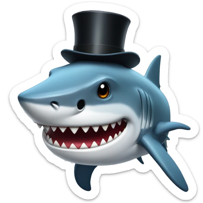 Shark with a top hat sticker