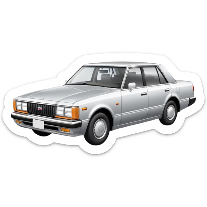 Toyota Crown sedan from the 1980s, boxy design, classic Japanese car sticker