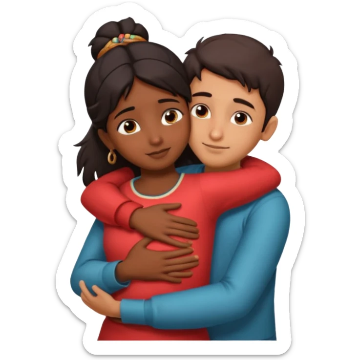 indian boy hugging indian girl from behind... boys hand down near navel of girl... boys head on the shoulder of girl... hugging tight.. more romantic... with more love sticker