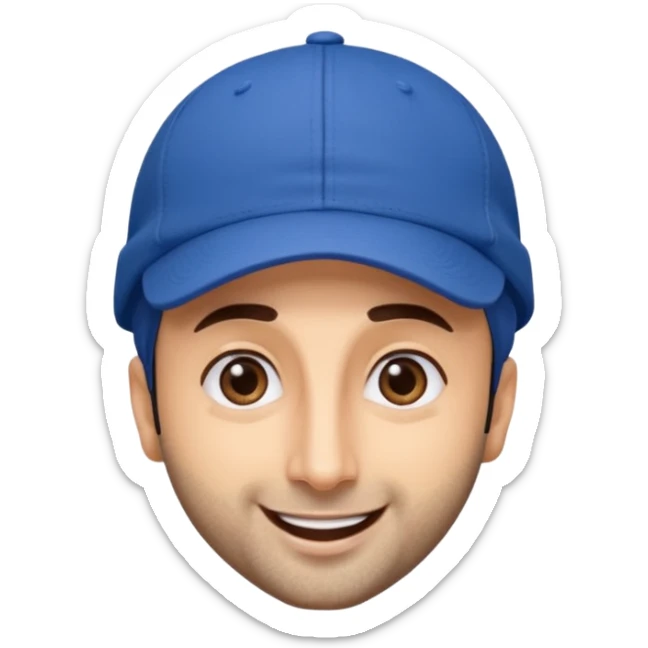 generate a pretty bratz emoji of ranbir kapoor wearing a blue cap sticker
