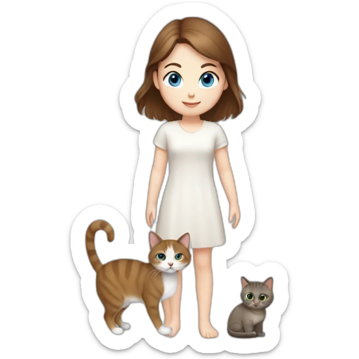 Blue-eyed girl with brown hair with Thai cat sticker