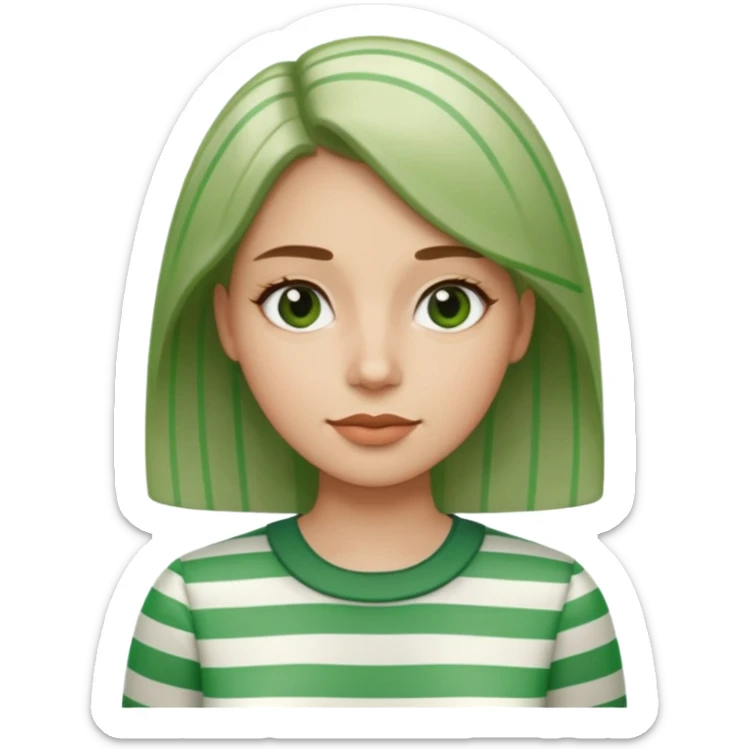 woman with green Striped Shirt not a t shirt sticker