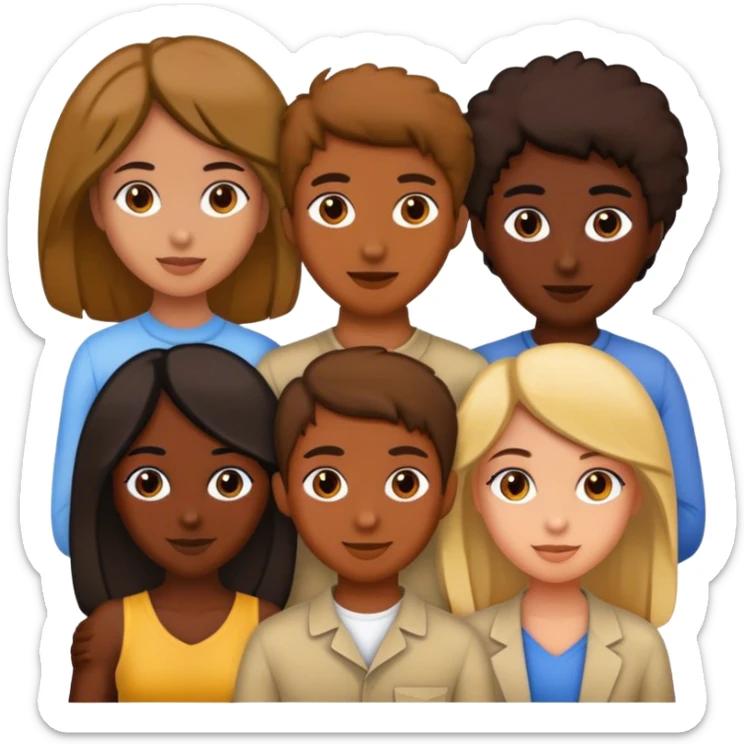 4 bestfriends, 1 south adian girl, 1 Egyptian boy, persian girl, 1 moroccan boy , 1 black boy sticker