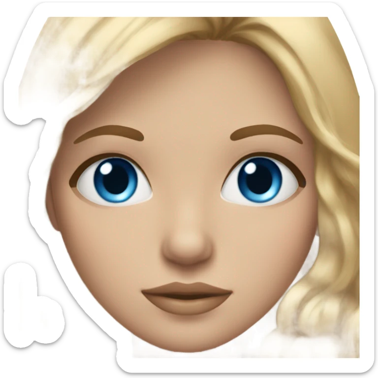 Brown/blonde hair girl with blue eyes n lashes sticker