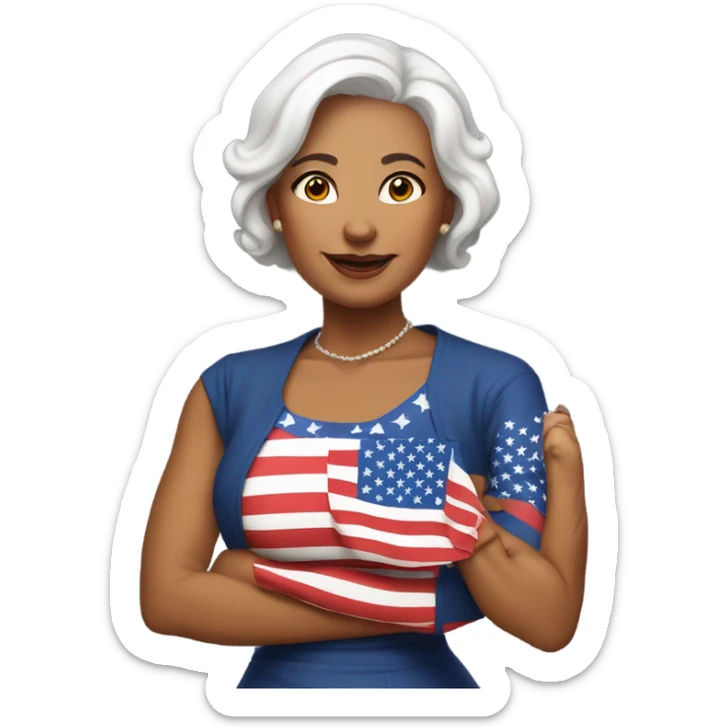  Middle age women wearing American flag at political rally who is in search of handsome man sticker