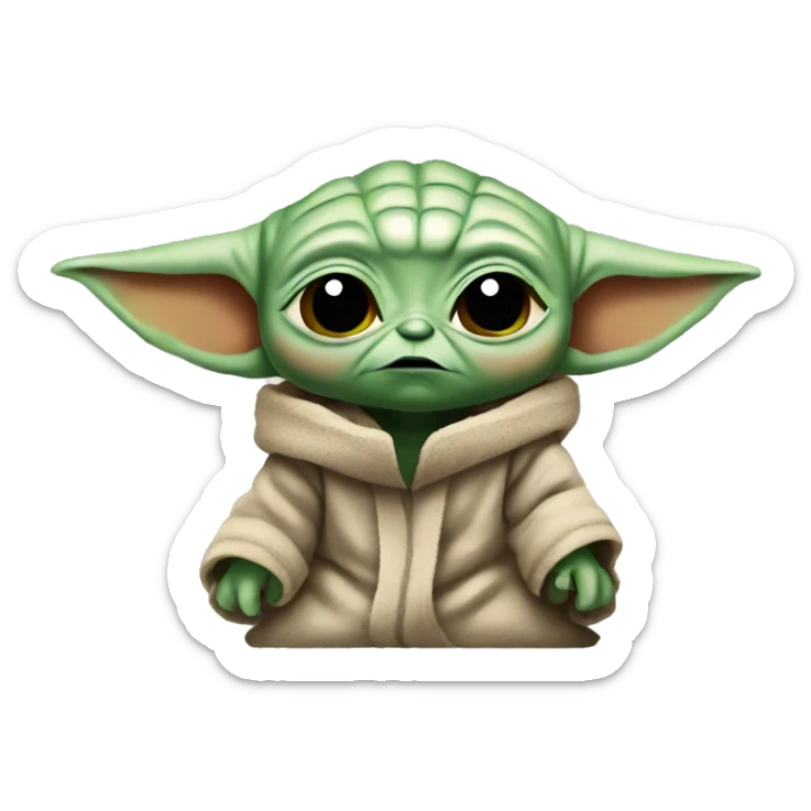 irritated baby yoda  sticker